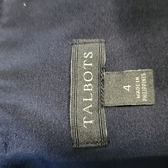 Talbots Size 4 Gray & Navy Blue Houndstooth Tweed Sheath Dress, Never Worn - Picture 13 of 16